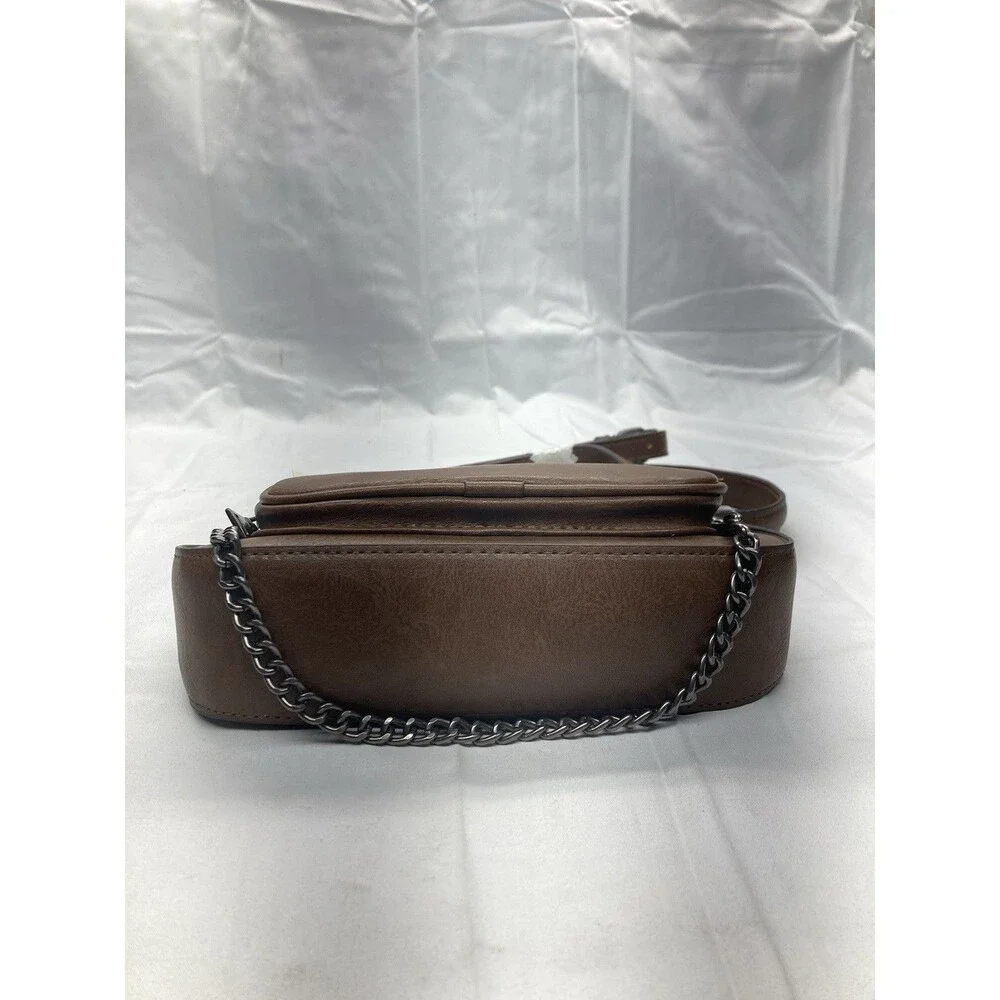 No Boundaries Women's Faux Leather Mini Shoulder Bag Adjustable Crossbody, Brown